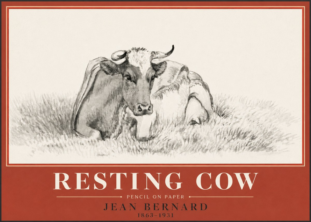 Jean Bernard Resting Cow IV No4 - Juliste