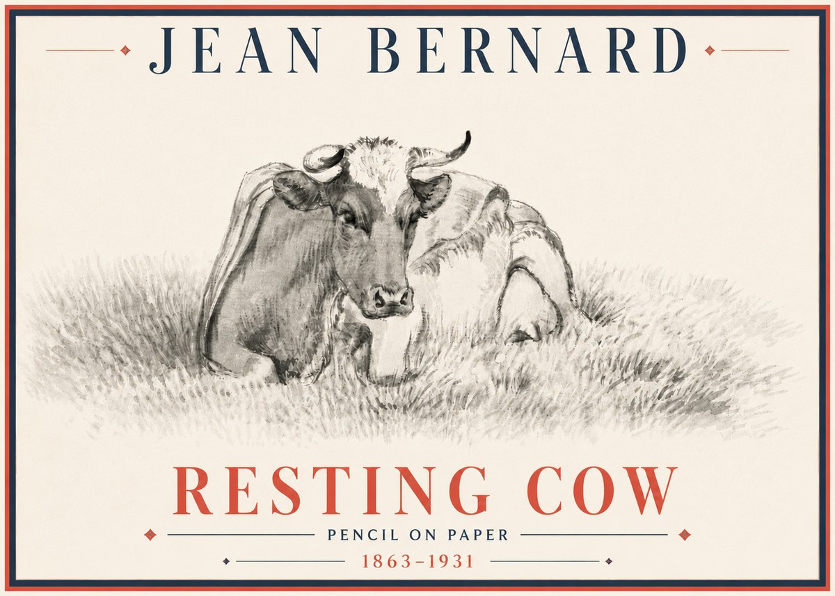 Jean Bernard Resting Cow IV No5 - Juliste