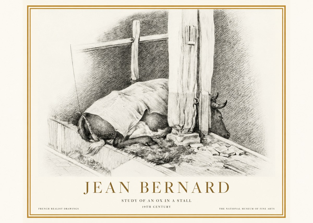 Jean Bernard The Resting Ox No5 - Juliste