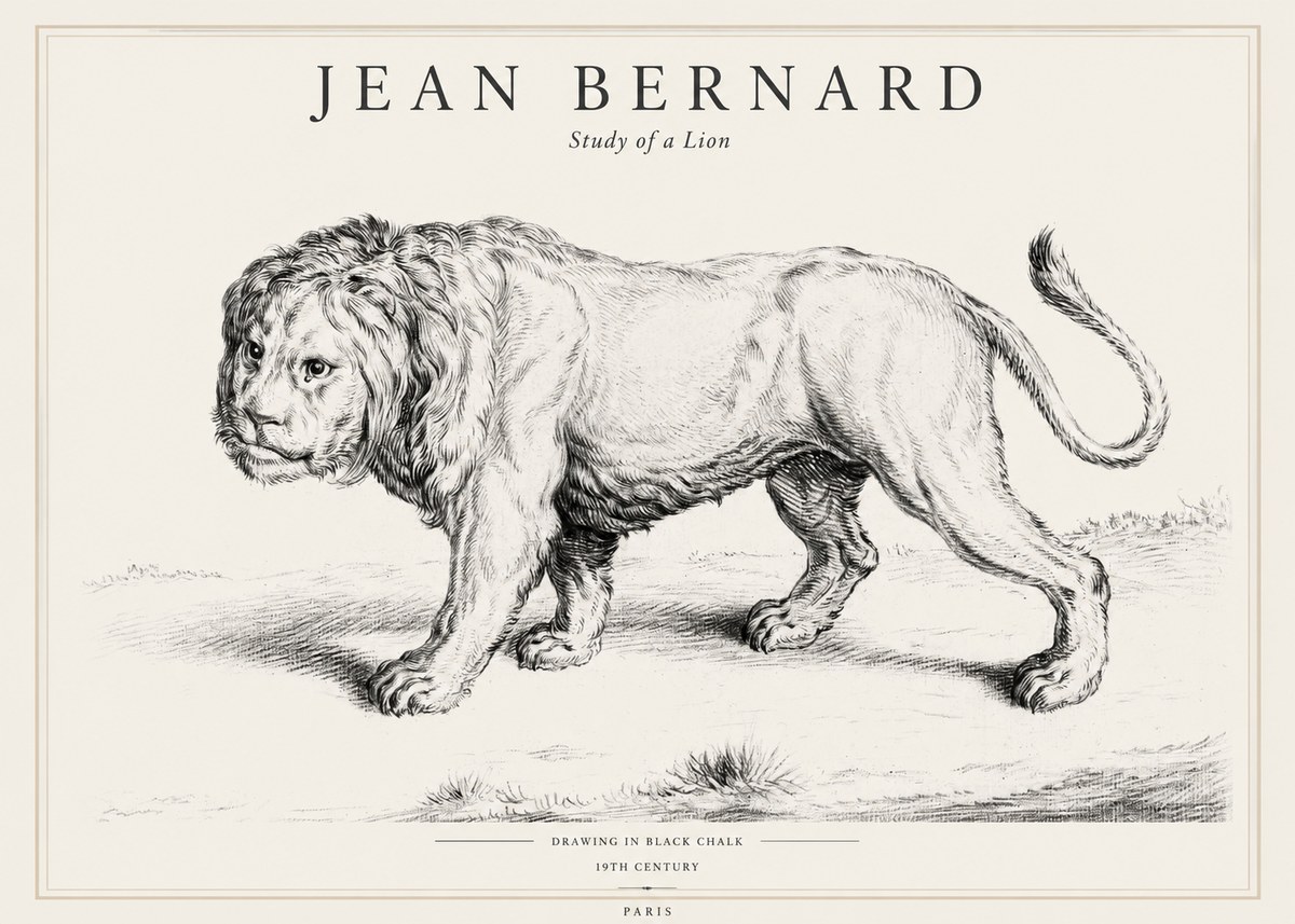 Jean Bernard Study of a Lion II No1 - Juliste