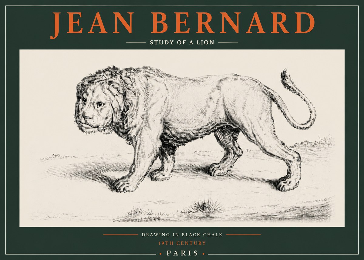 Jean Bernard Study of a Lion II No2 - Juliste