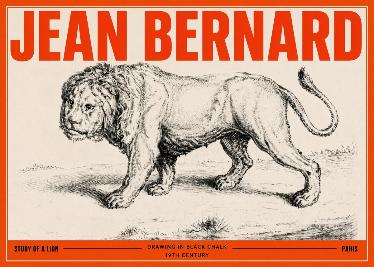 Jean Bernard Study of a Lion II No3 - Juliste