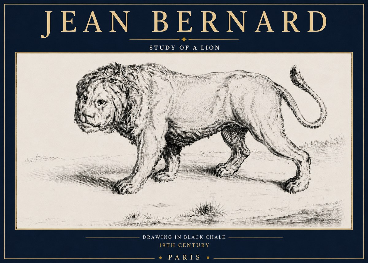 Jean Bernard Study of a Lion II No4 - Juliste