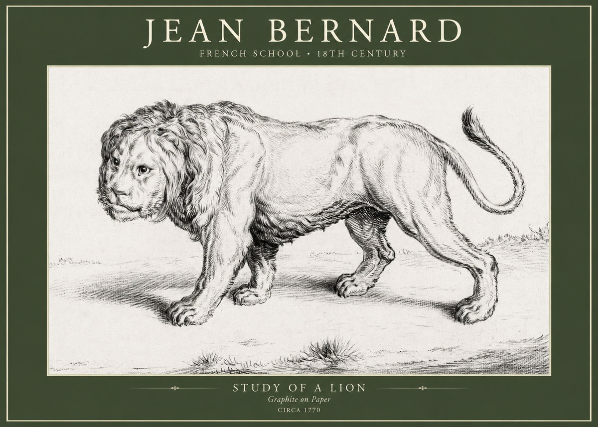 Jean Bernard Study of a Lion II No5 - Juliste