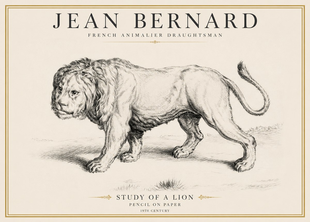 Jean Bernard Study of a Lion II No6 - Juliste