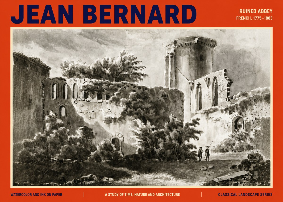 Jean Bernard Ruins of an Old Abbey No4 - Juliste