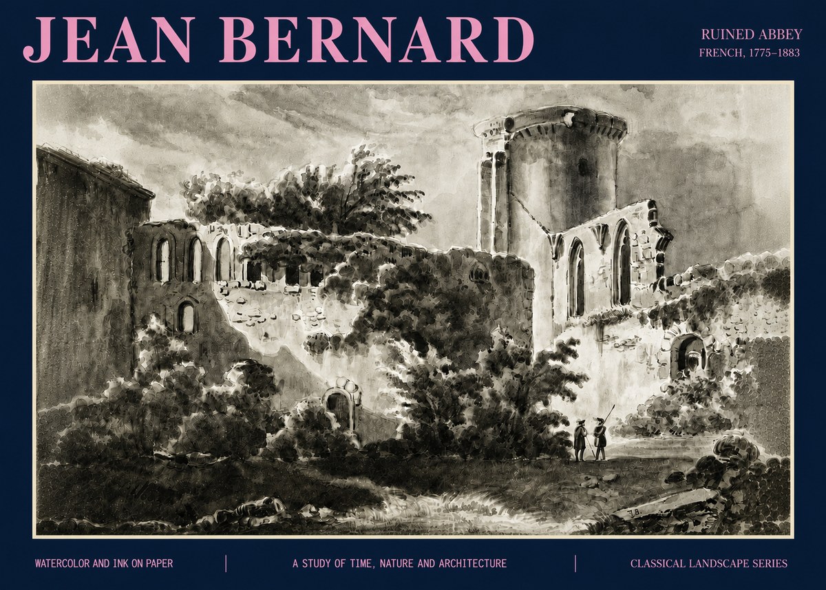 Jean Bernard Ruins of an Old Abbey No5 - Juliste
