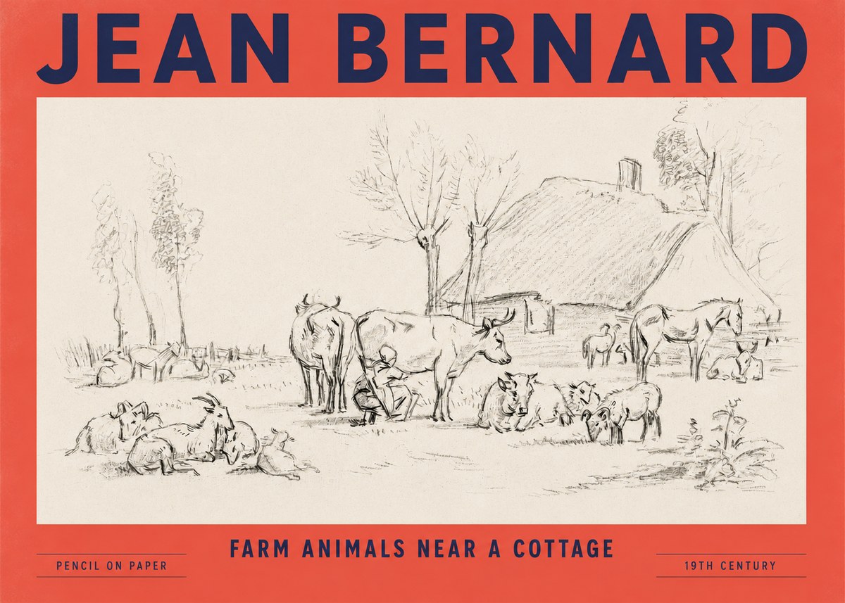 Jean Bernard Farmyard Scene No5 - Juliste
