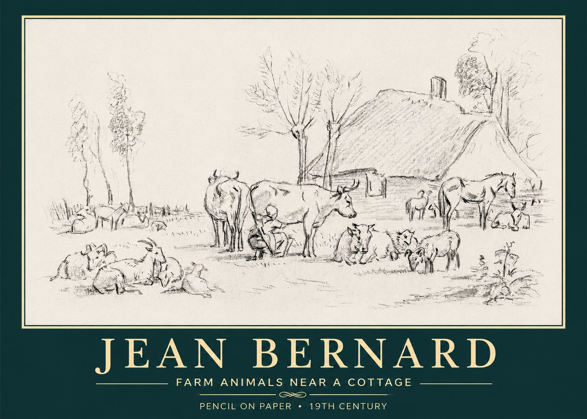Jean Bernard Farmyard Scene No6 - Juliste