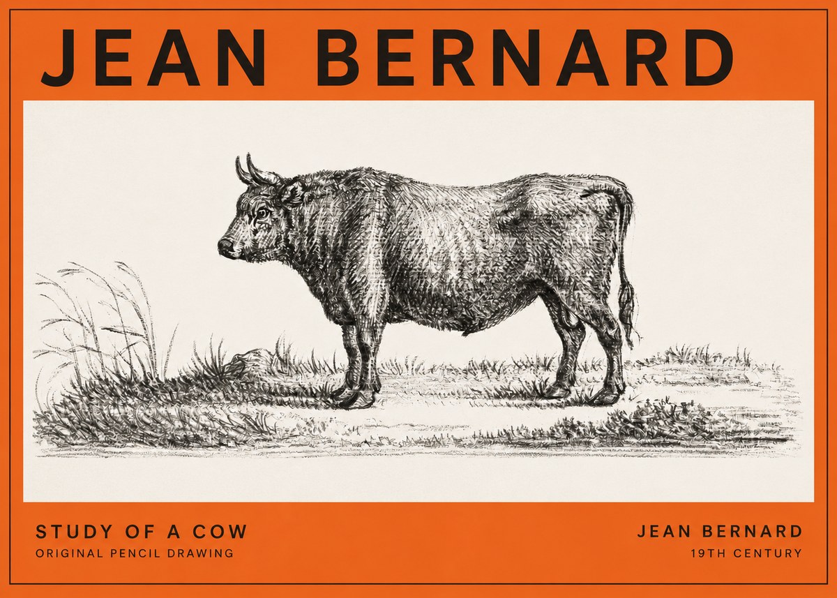 Jean Bernard Study of a Cow XIII No2 - Juliste