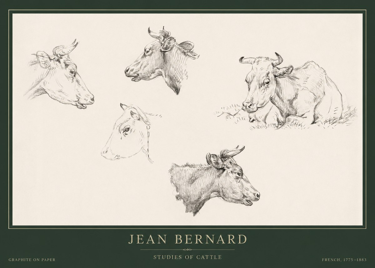 Jean Bernard Studies of Cows I No5 - Juliste