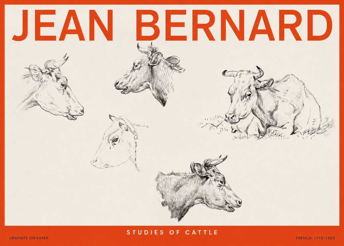 Jean Bernard Studies of Cows I No6 - Juliste
