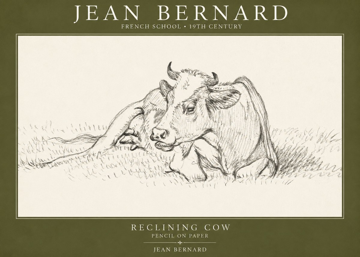 Jean Bernard Reclining Cow III No1 - Juliste