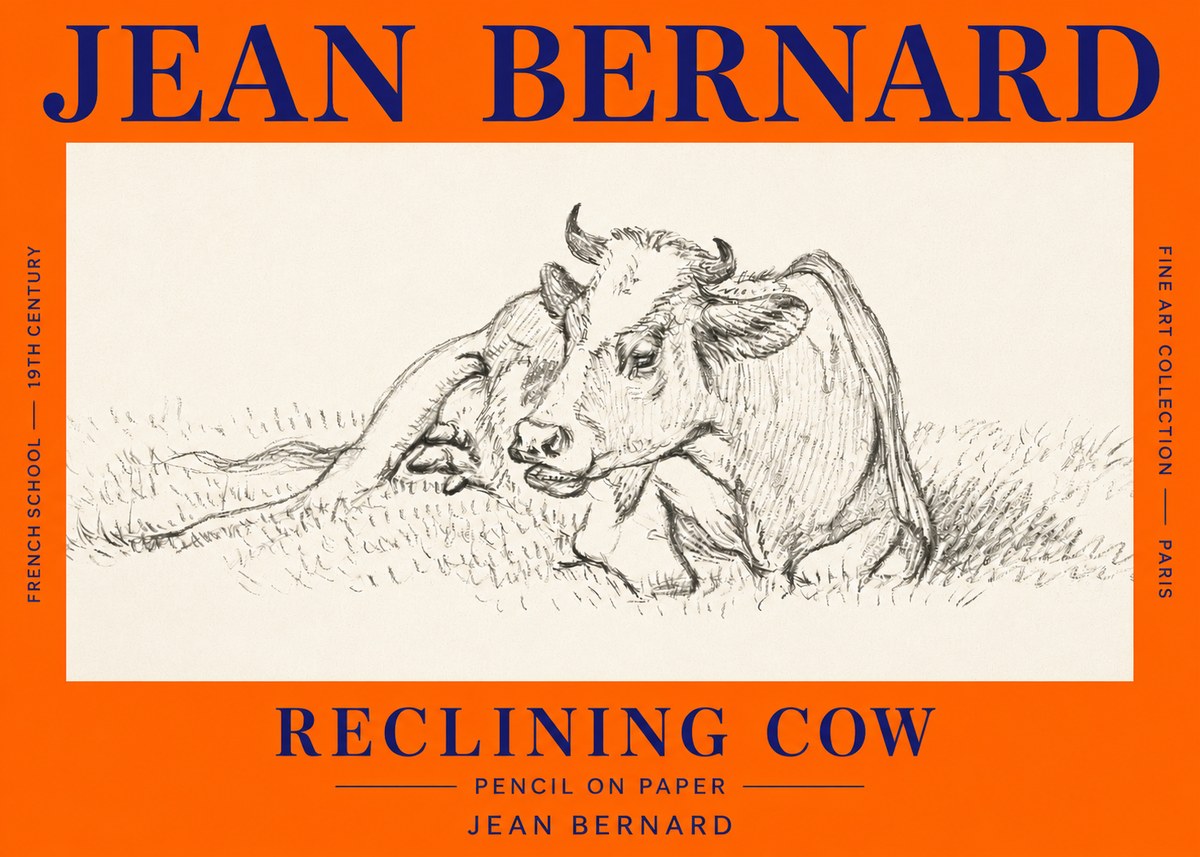 Jean Bernard Reclining Cow III No3 - Juliste