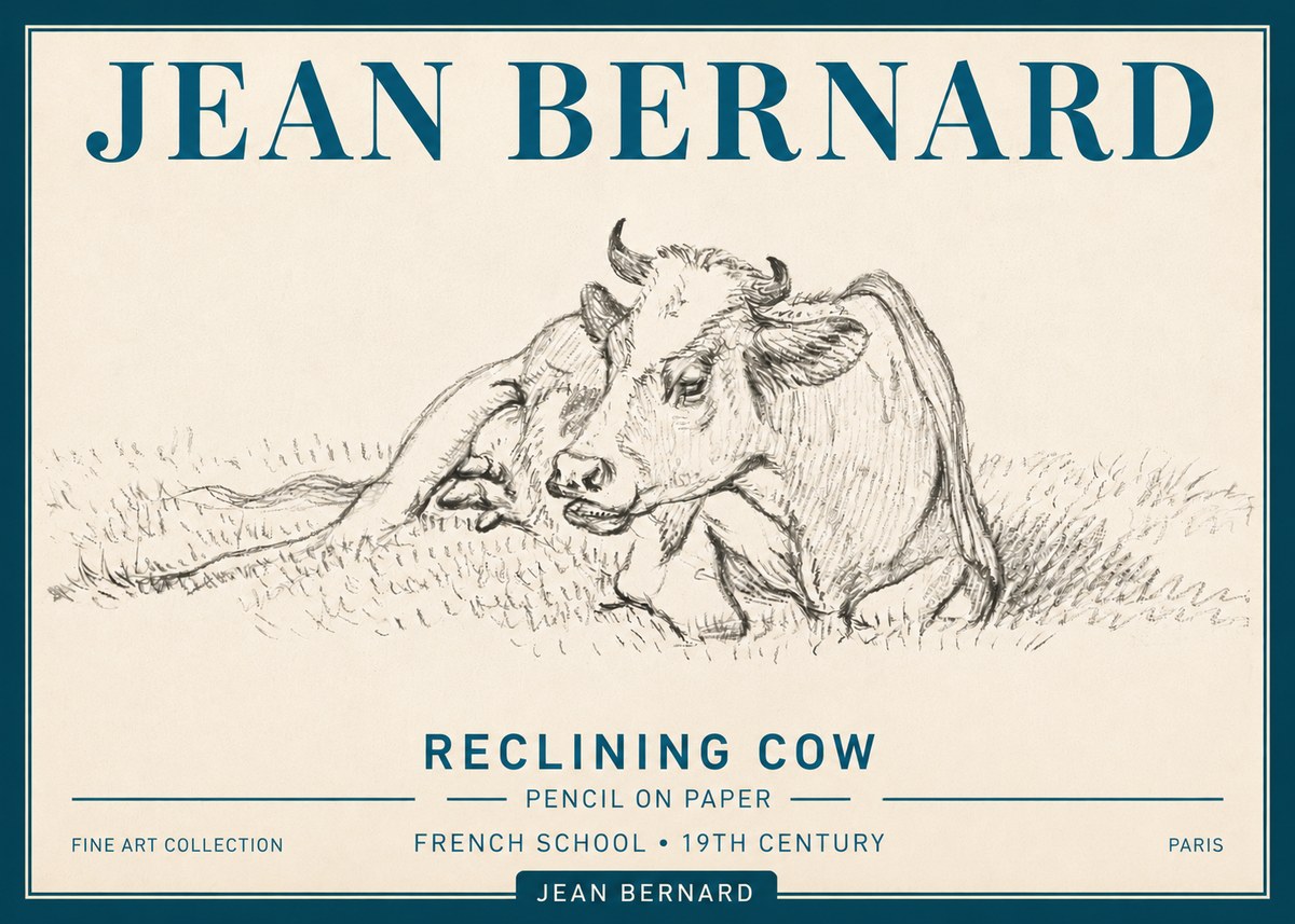 Jean Bernard Reclining Cow III No5 - Juliste