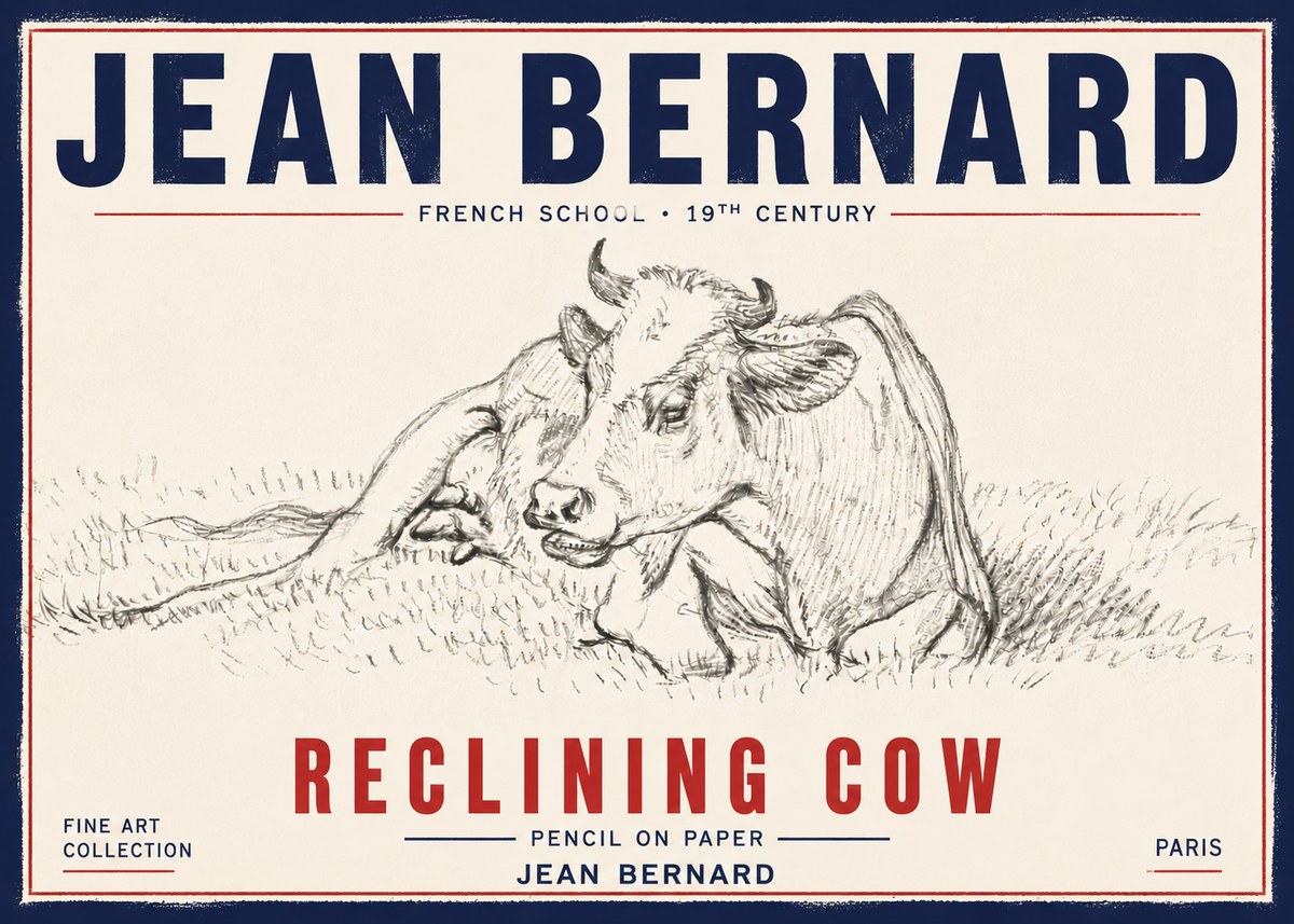 Jean Bernard Reclining Cow III No6 - Juliste