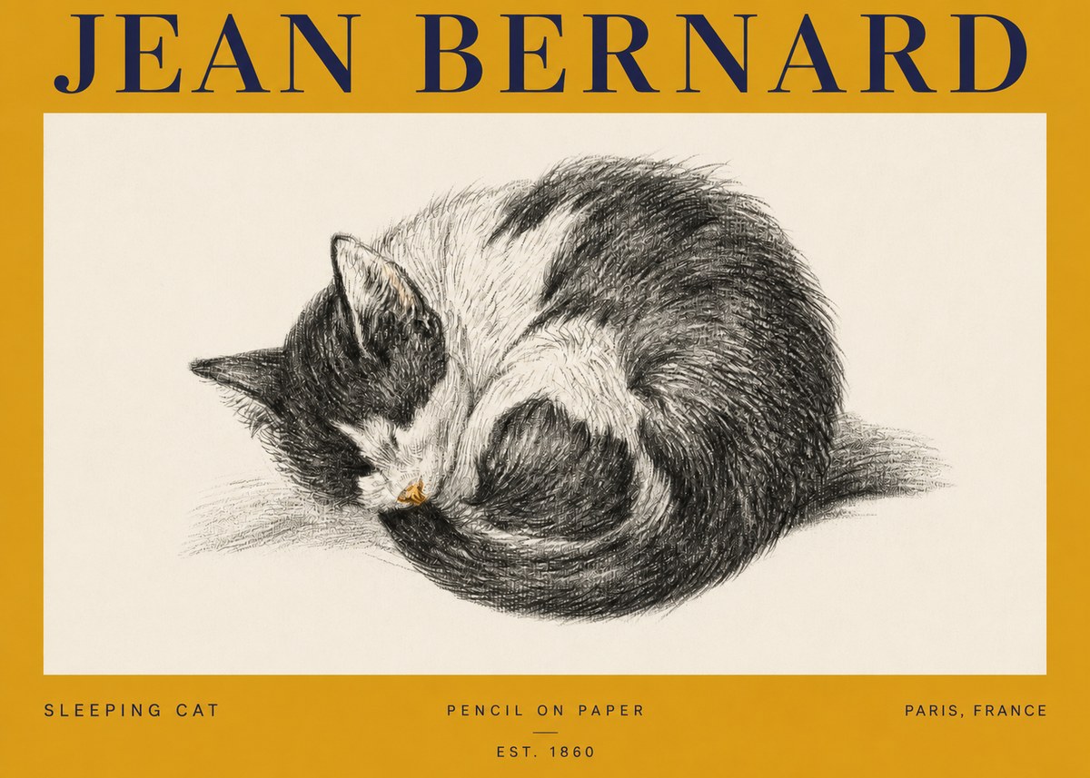 Jean Bernard Sleeping Cat VIII No3 - Juliste