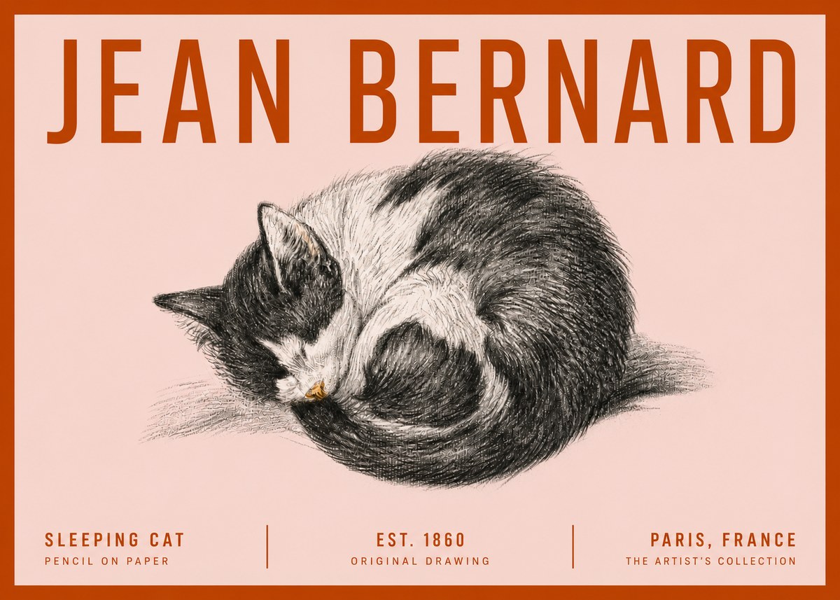 Jean Bernard Sleeping Cat VIII No5 - Juliste