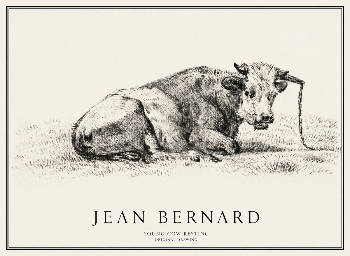 Jean Bernard Young Cow Resting No1 - Juliste