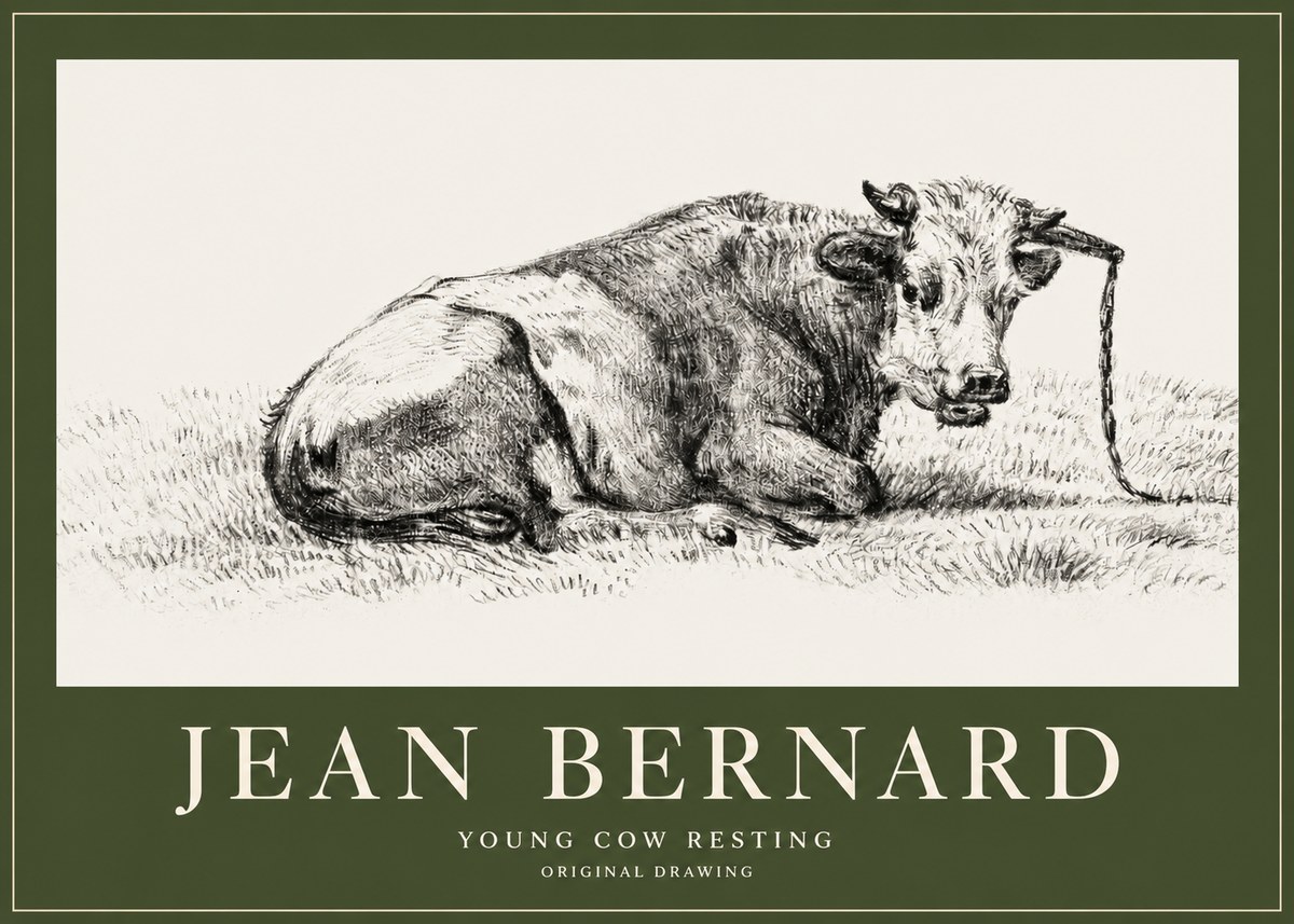 Jean Bernard Young Cow Resting No2 - Juliste