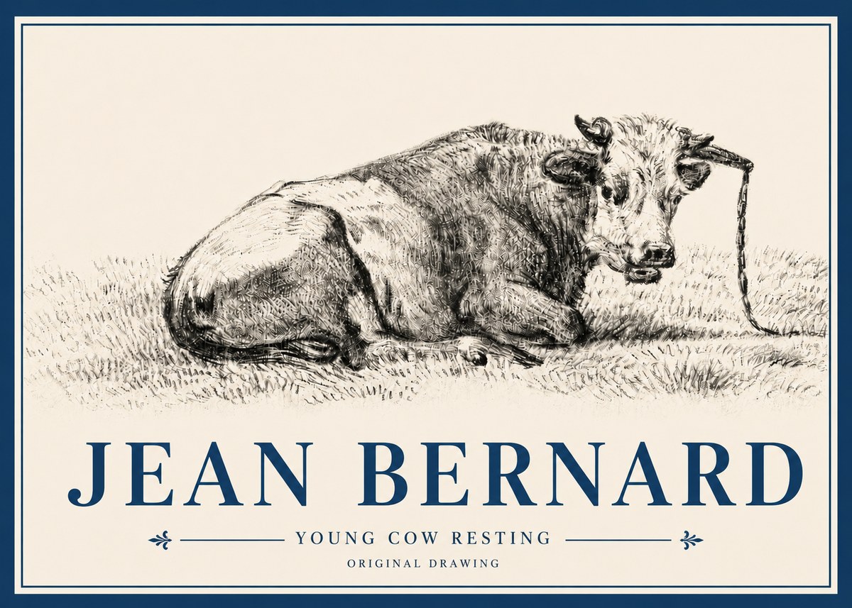 Jean Bernard Young Cow Resting No4 - Juliste