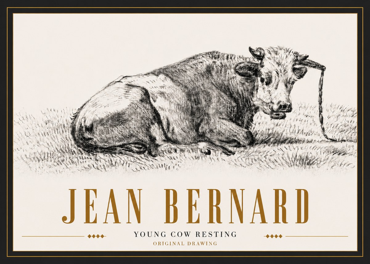 Jean Bernard Young Cow Resting No5 - Juliste