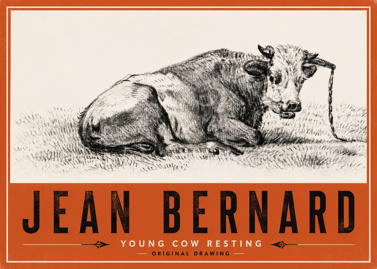 Jean Bernard Young Cow Resting No6 - Juliste