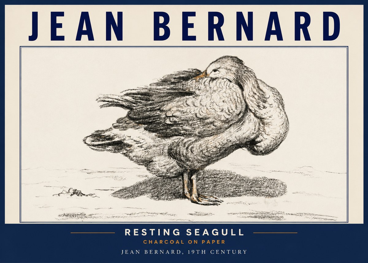 Jean Bernard Resting Seagull No4 - Juliste