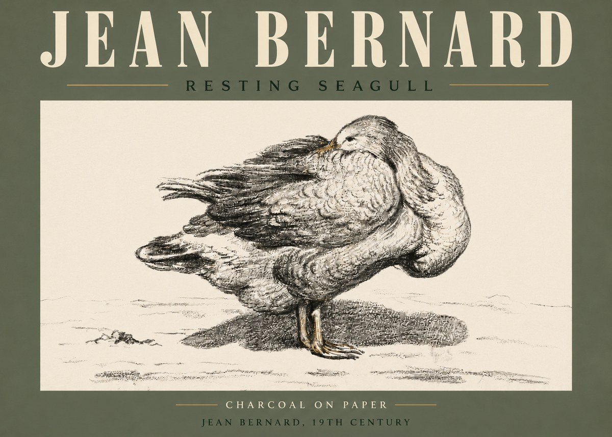 Jean Bernard Resting Seagull No5 - Juliste