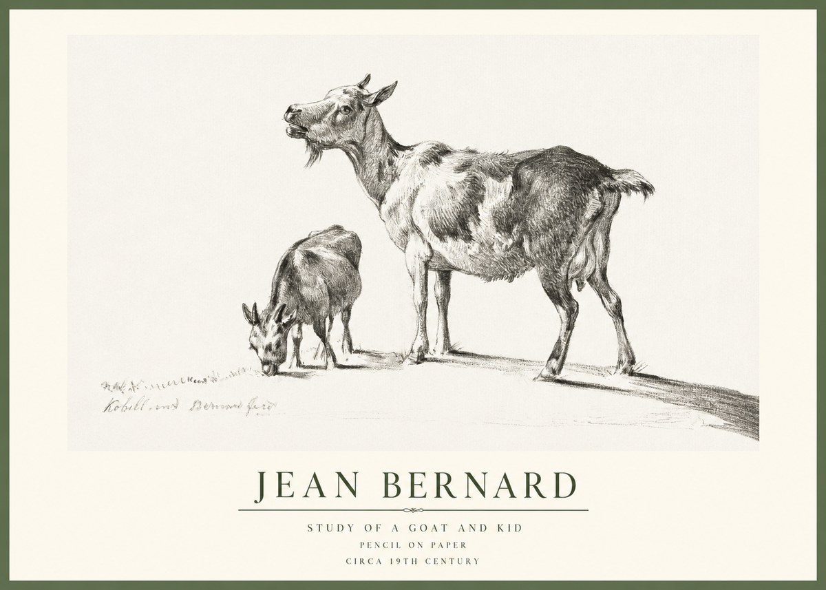 Jean Bernard Study of a Goat and Kid No1 - Juliste