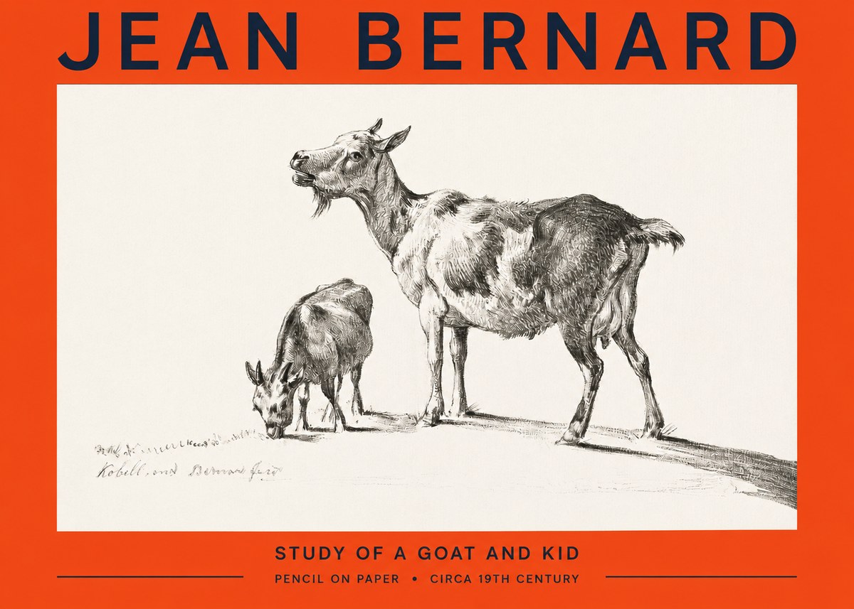 Jean Bernard Study of a Goat and Kid No2 - Juliste
