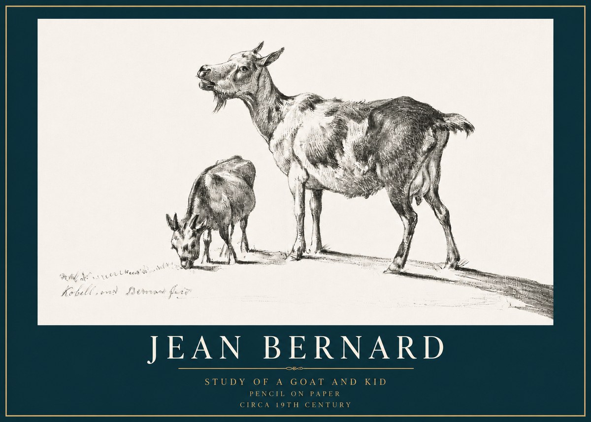 Jean Bernard Study of a Goat and Kid No3 - Juliste