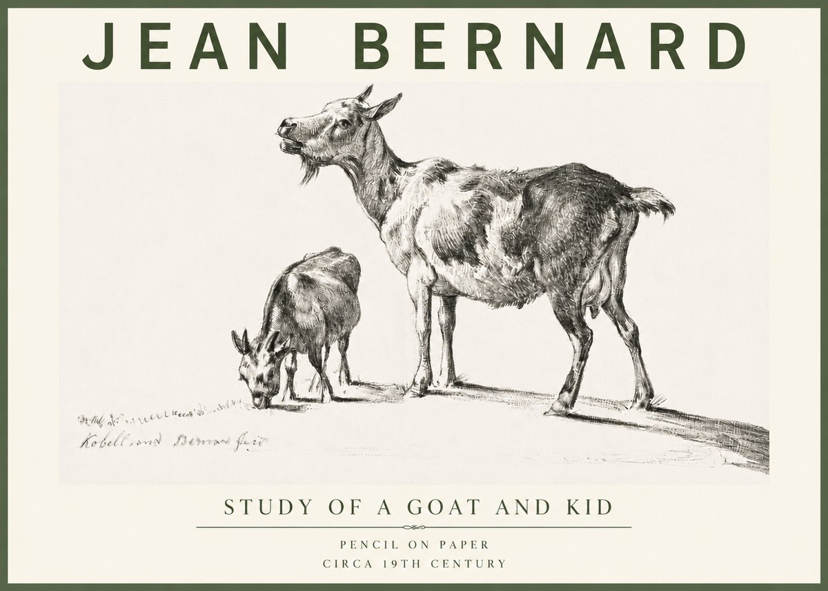 Jean Bernard Study of a Goat and Kid No4 - Juliste