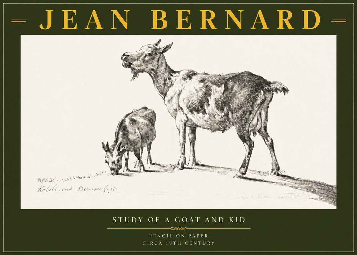 Jean Bernard Study of a Goat and Kid No6 - Juliste