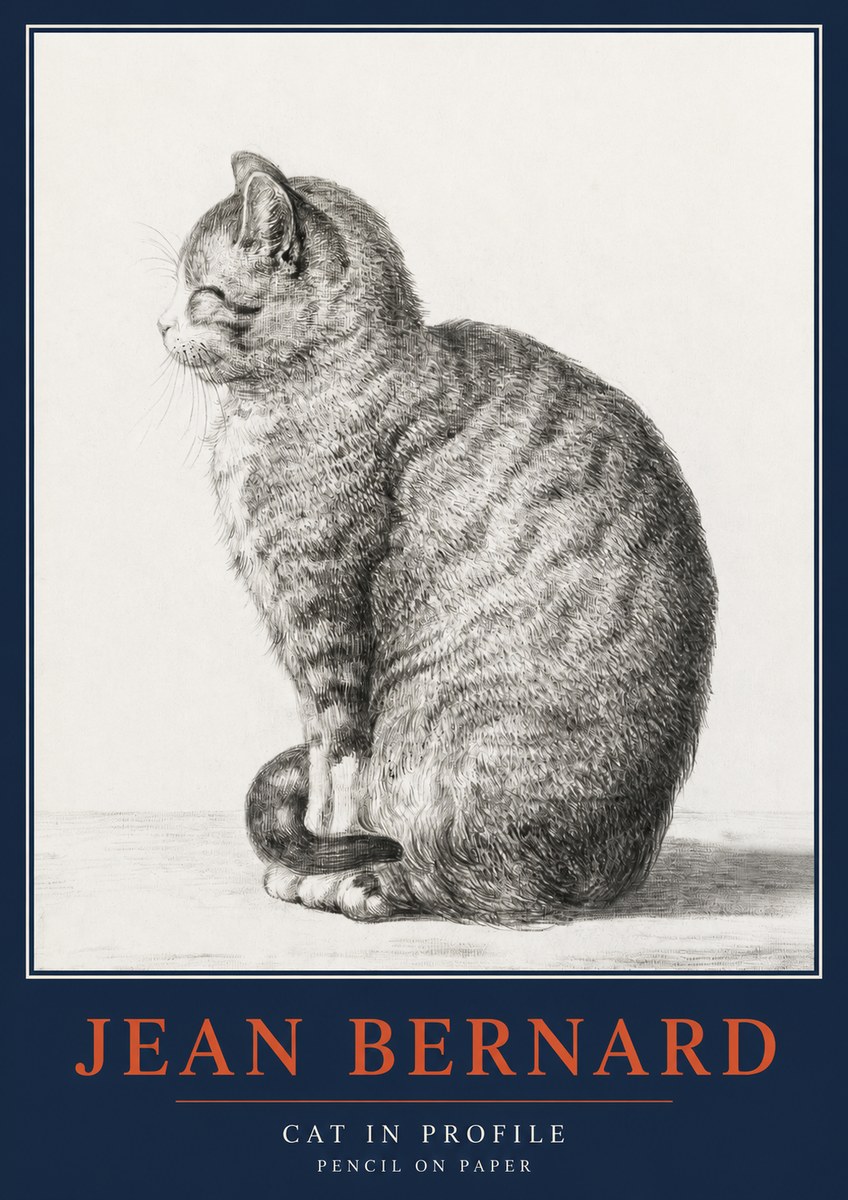 Jean Bernard Cat in Profile No2 - Juliste