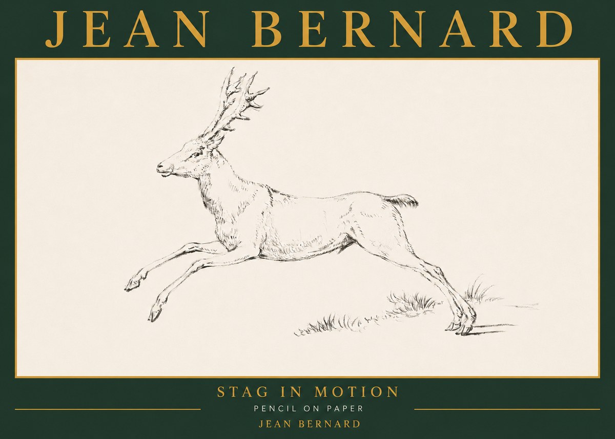 Jean Bernard Stag in Motion No5 - Juliste