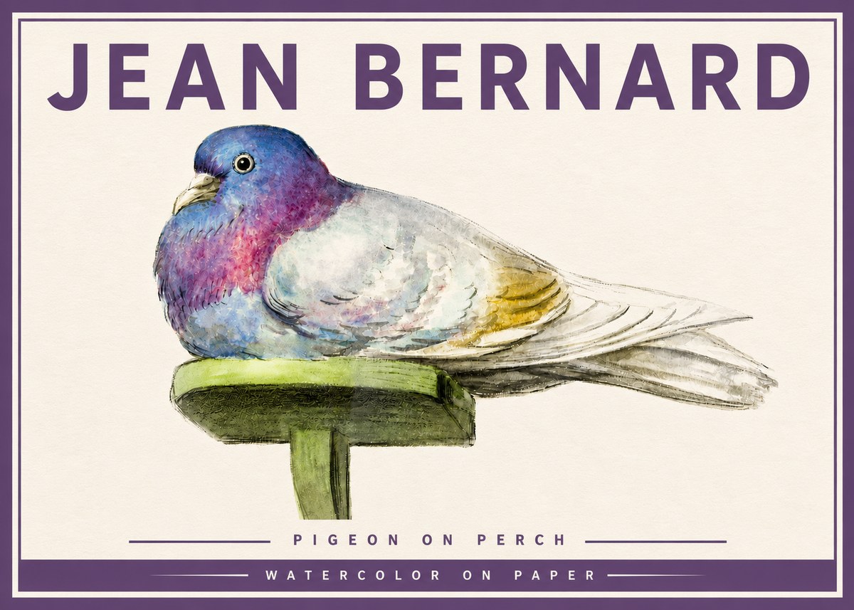 Jean Bernard Pigeon on Perch No4 - Juliste