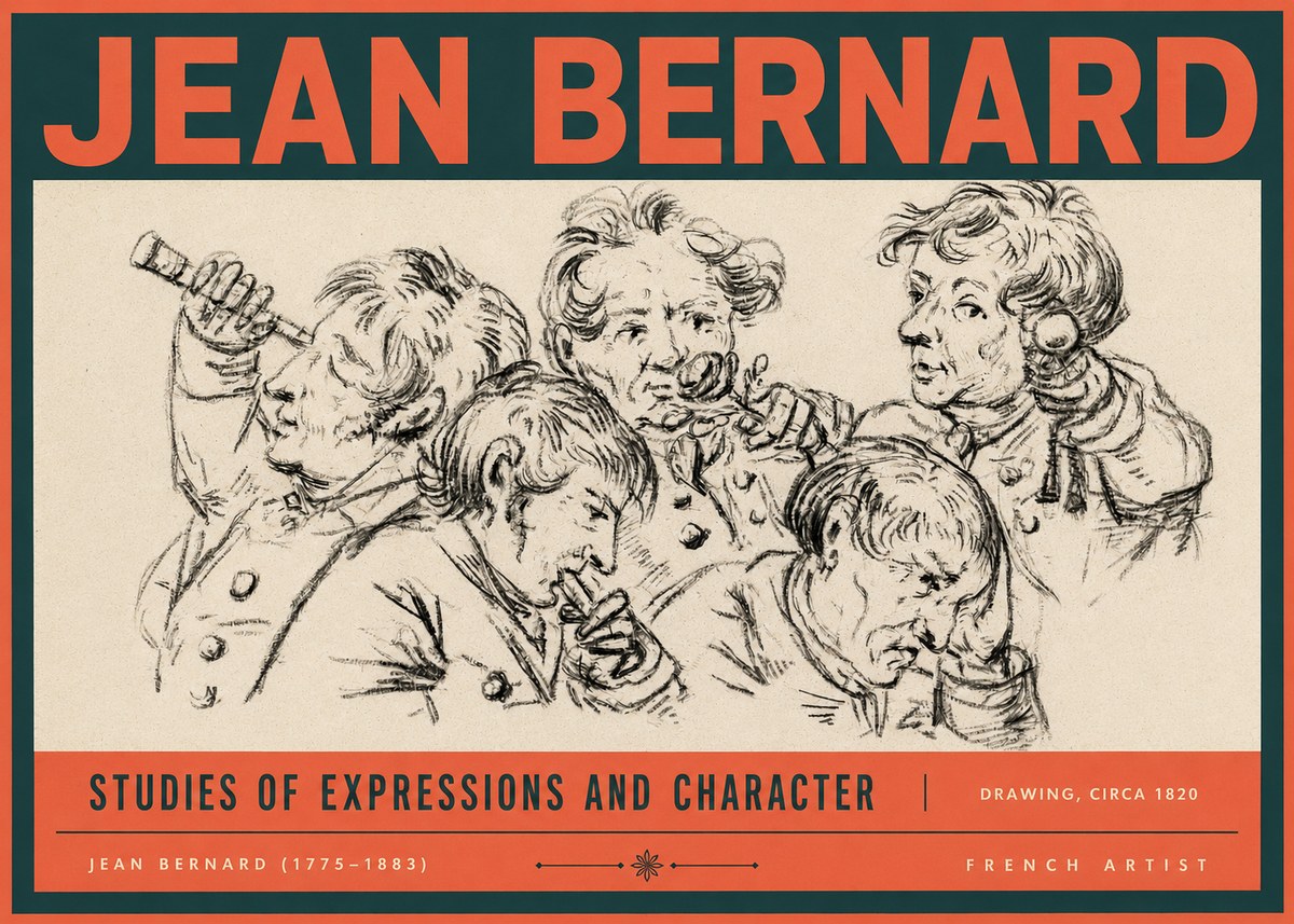 Jean Bernard Studies of Expressions and Character No2 - Juliste