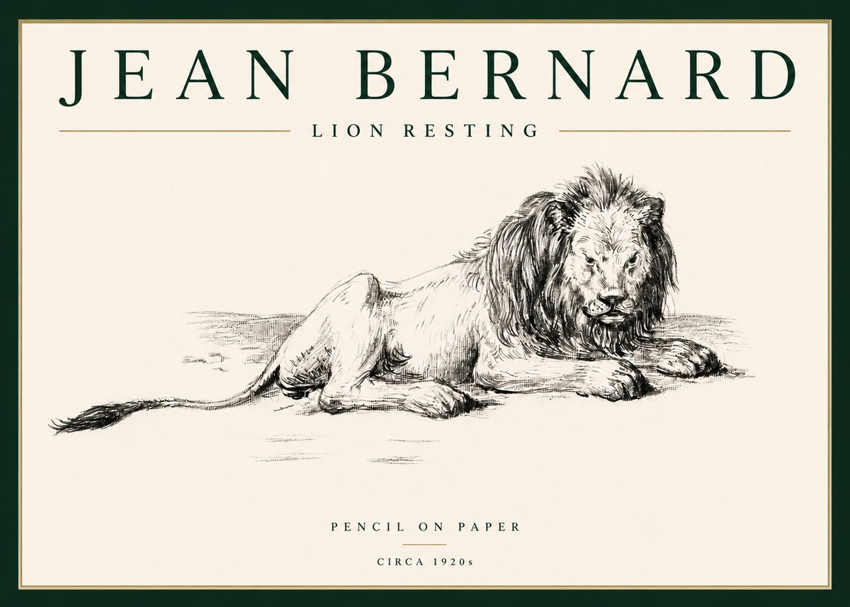 Jean Bernard Lion Resting No4 - Juliste