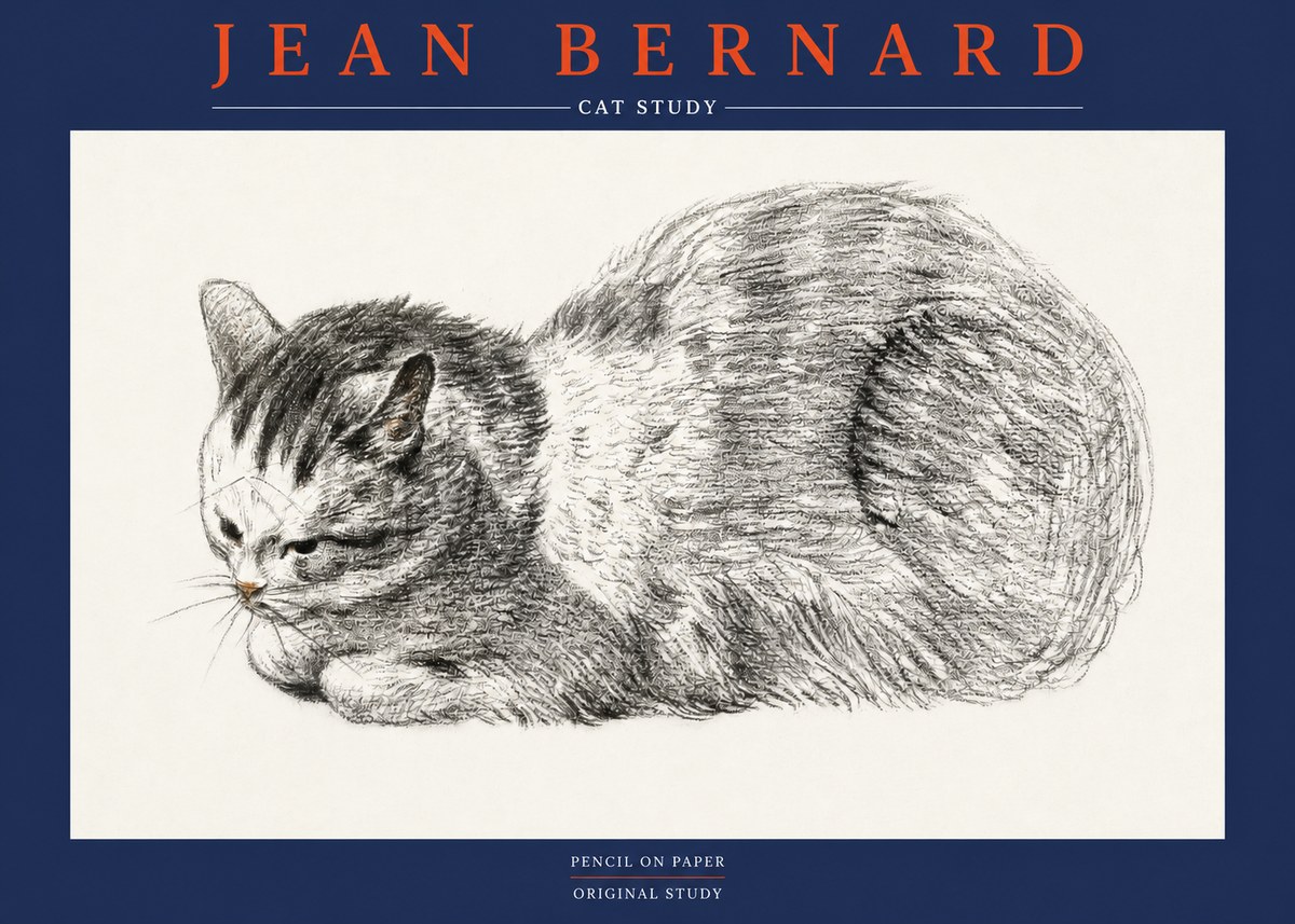 Jean Bernard Cat Study X No2 - Juliste