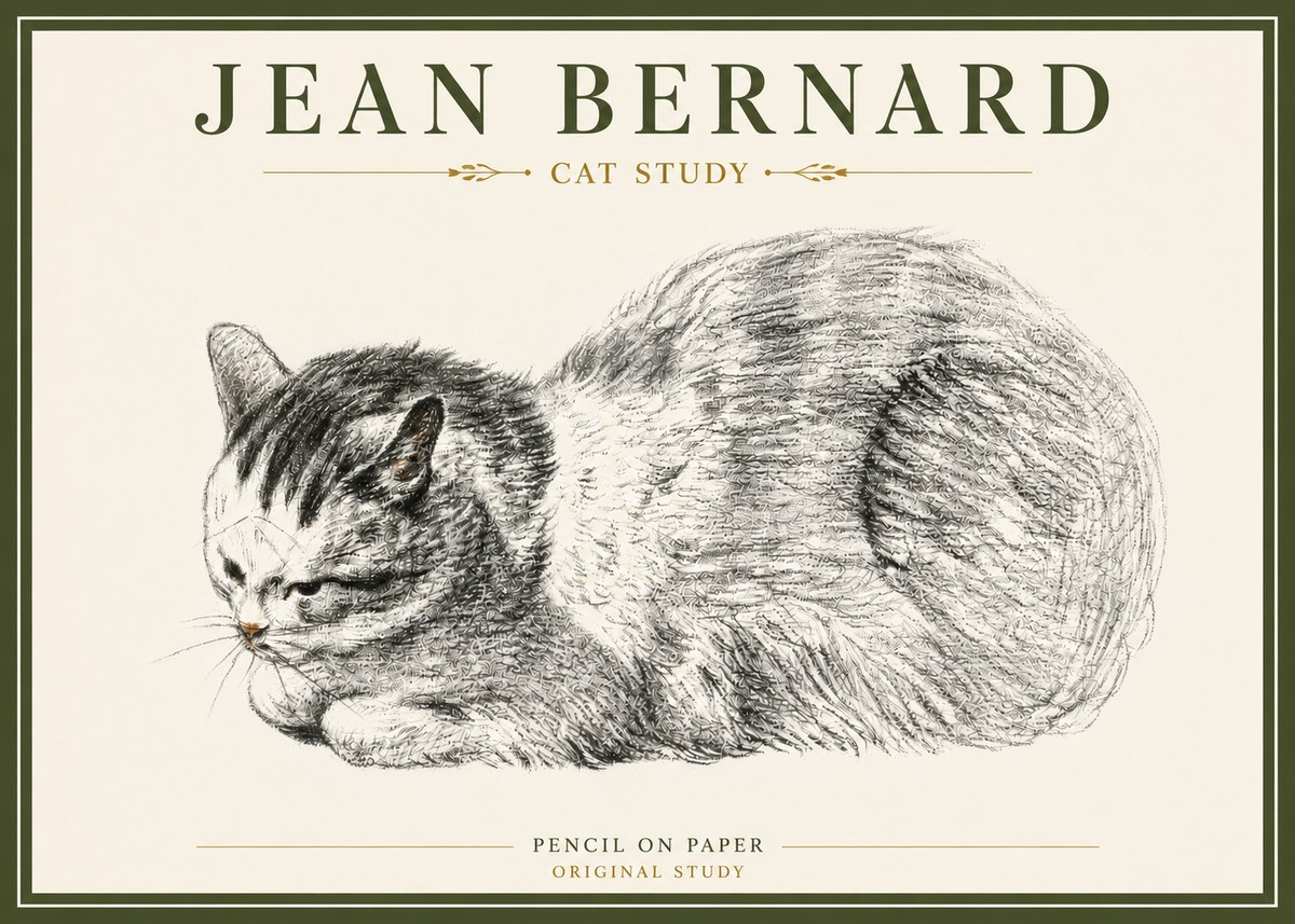 Jean Bernard Cat Study X No4 - Juliste