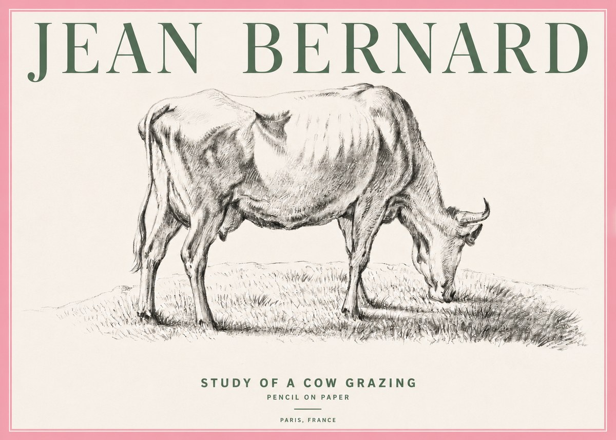 Jean Bernard Study of a Cow Grazing II No4 - Juliste