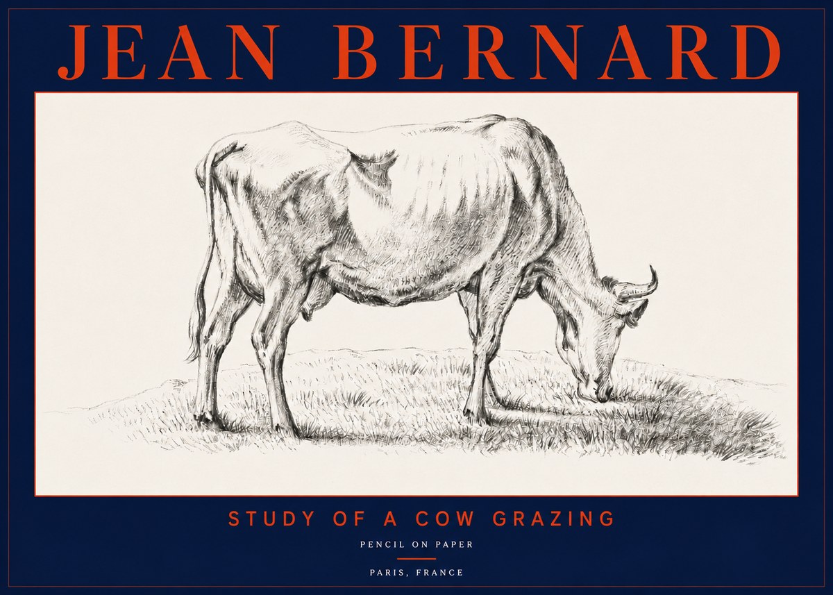 Jean Bernard Study of a Cow Grazing II No5 - Juliste