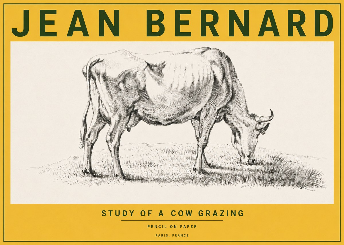 Jean Bernard Study of a Cow Grazing II No6 - Juliste