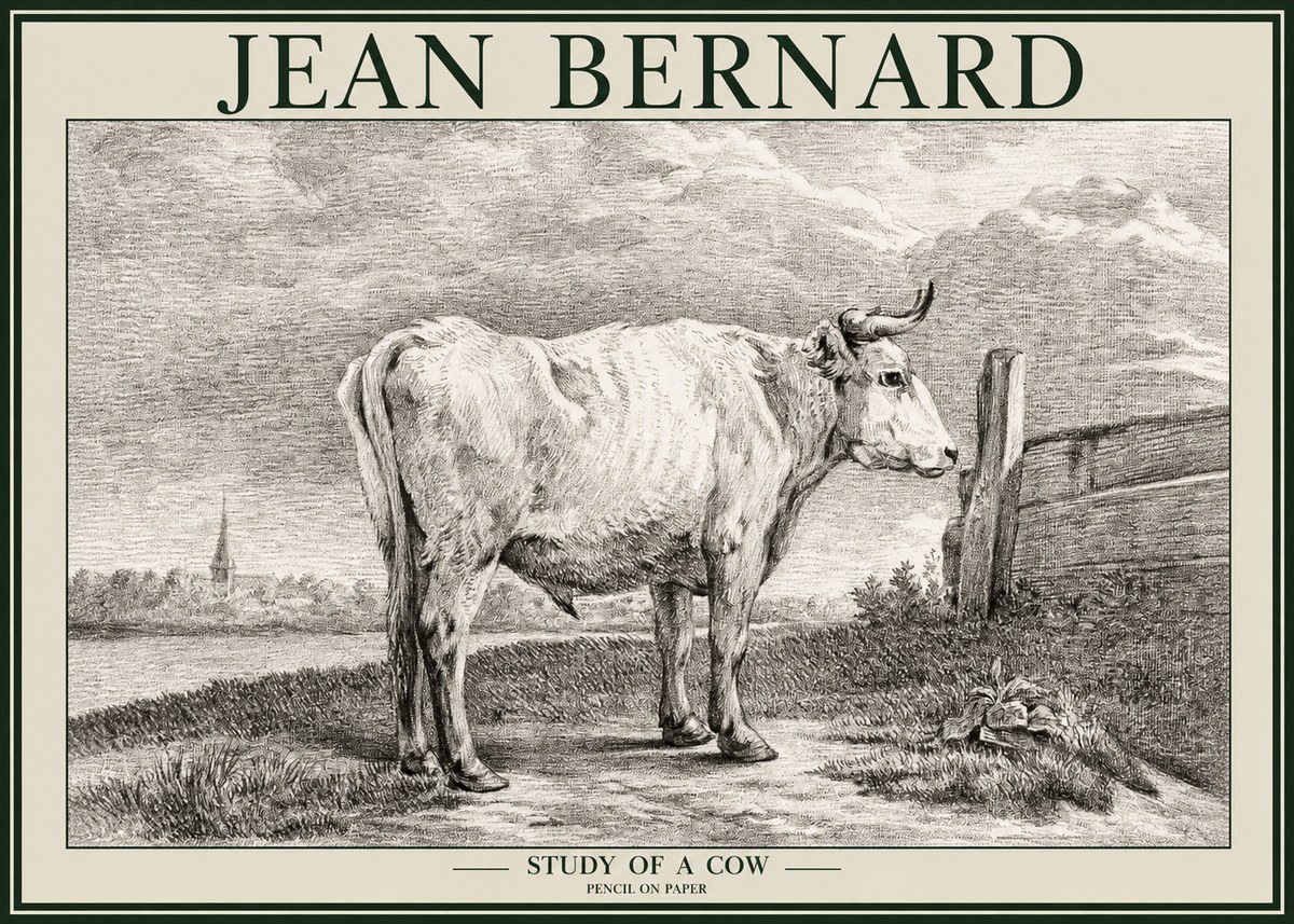 Jean Bernard Study of a Cow XV No2 - Juliste