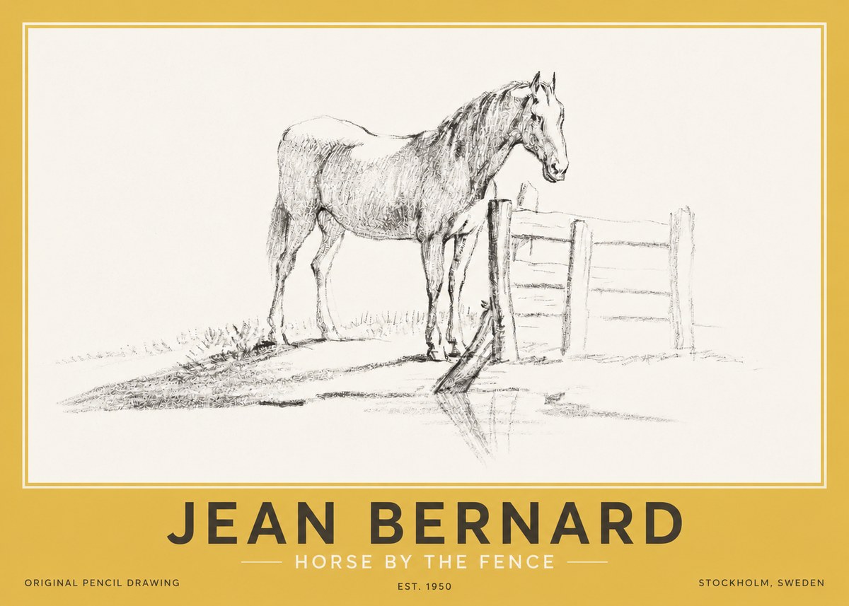 Jean Bernard Horse by the Fence No2 - Juliste