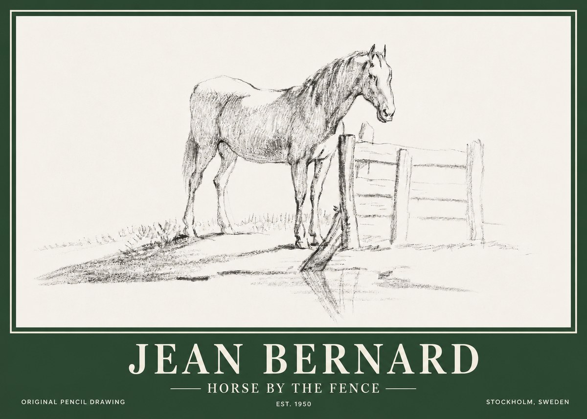 Jean Bernard Horse by the Fence No3 - Juliste