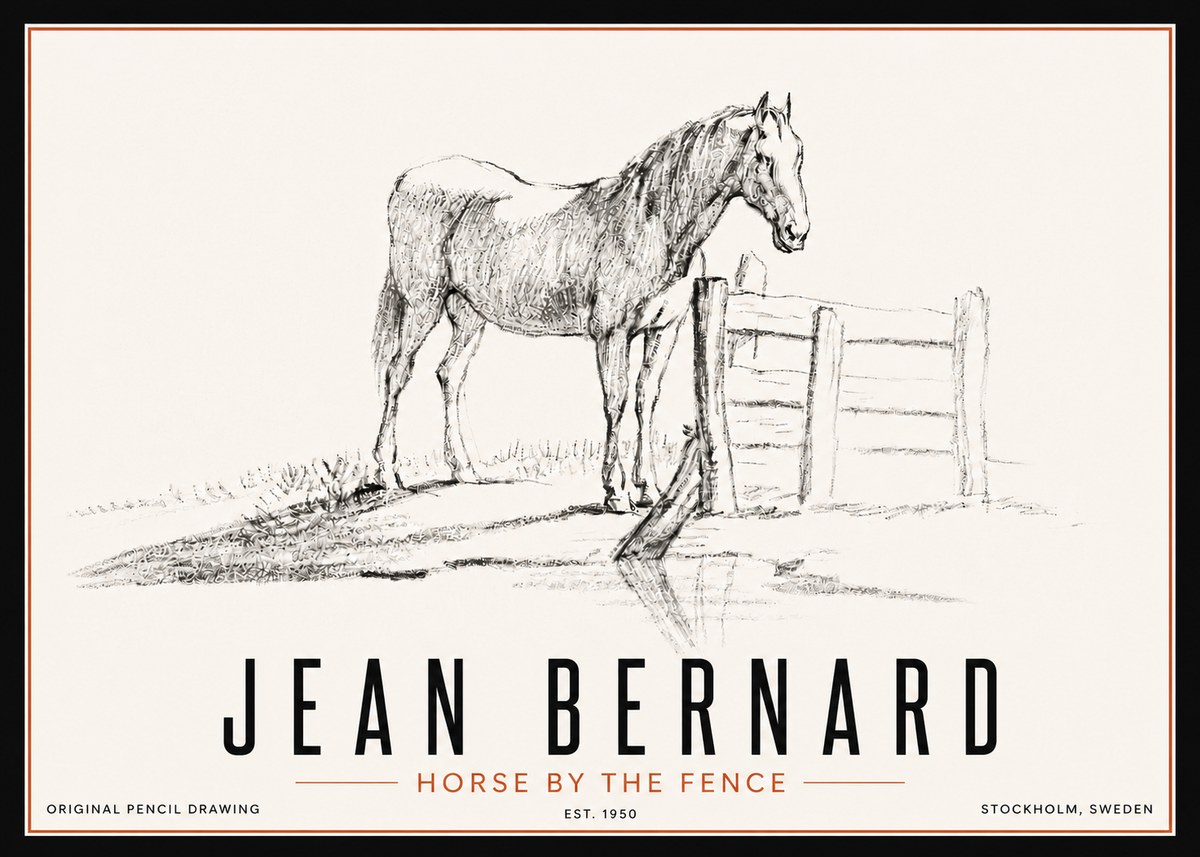 Jean Bernard Horse by the Fence No5 - Juliste