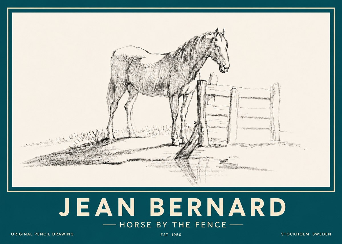 Jean Bernard Horse by the Fence No6 - Juliste