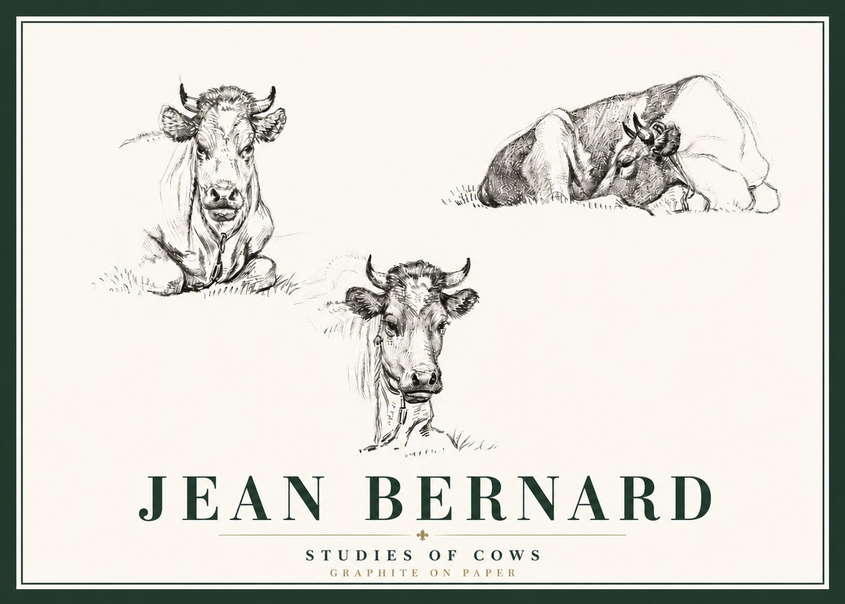 Jean Bernard Studies of Cows II No6 - Juliste